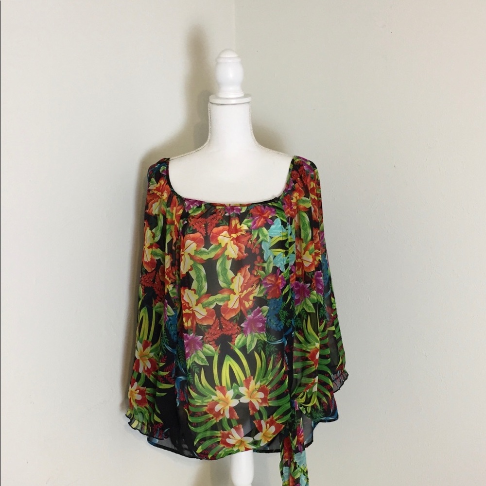 Rox & Ali Sheer Tropical Print Top.